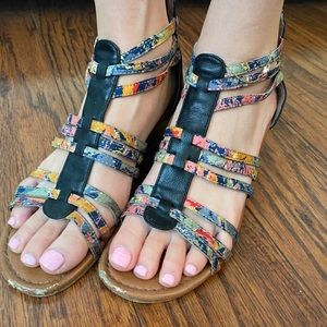Multicolored Wedge Heel Sandals